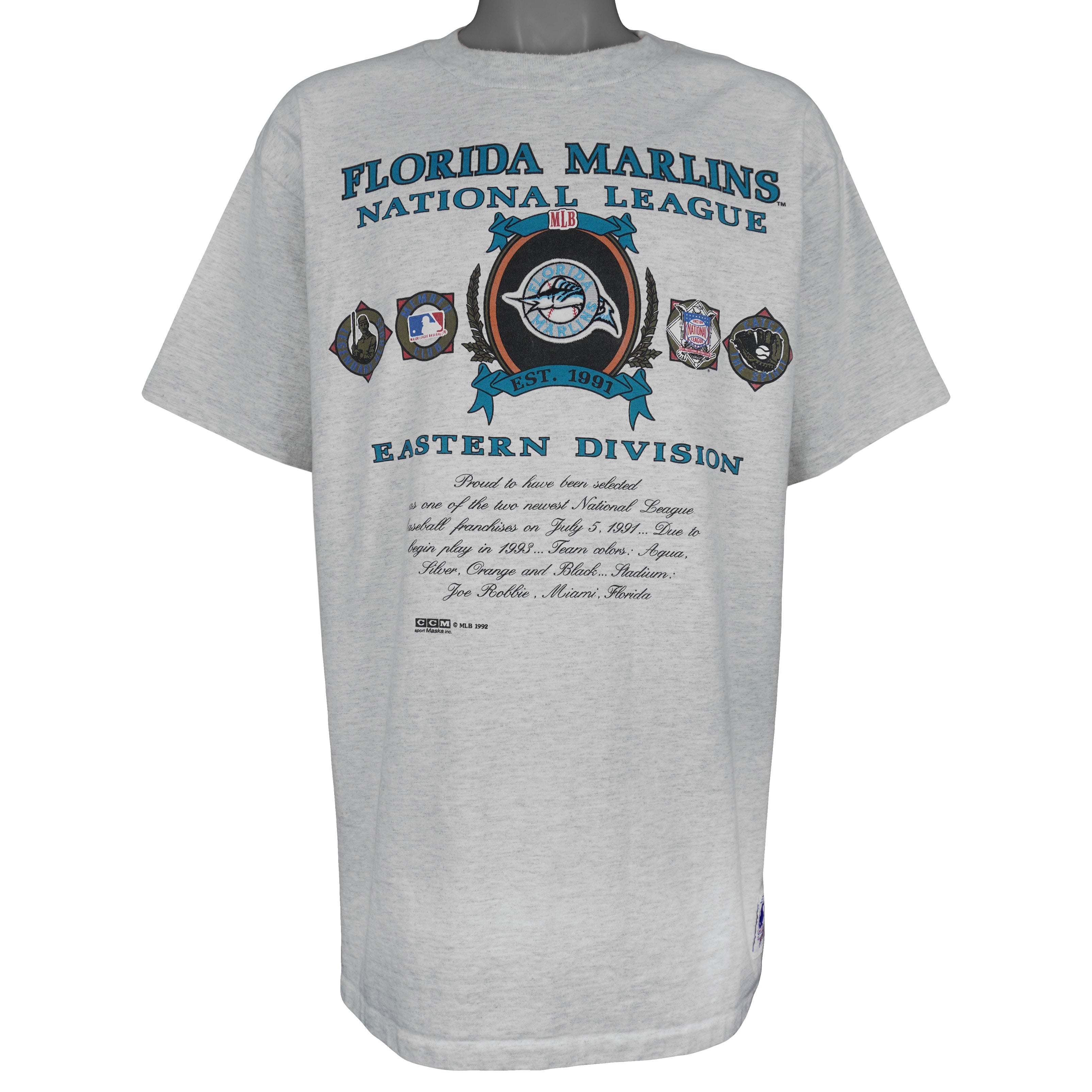 MLB (Nutmeg) - Florida Marlins National League Champions T-Shirt 1992 X-Large Vintage Retro Baseball