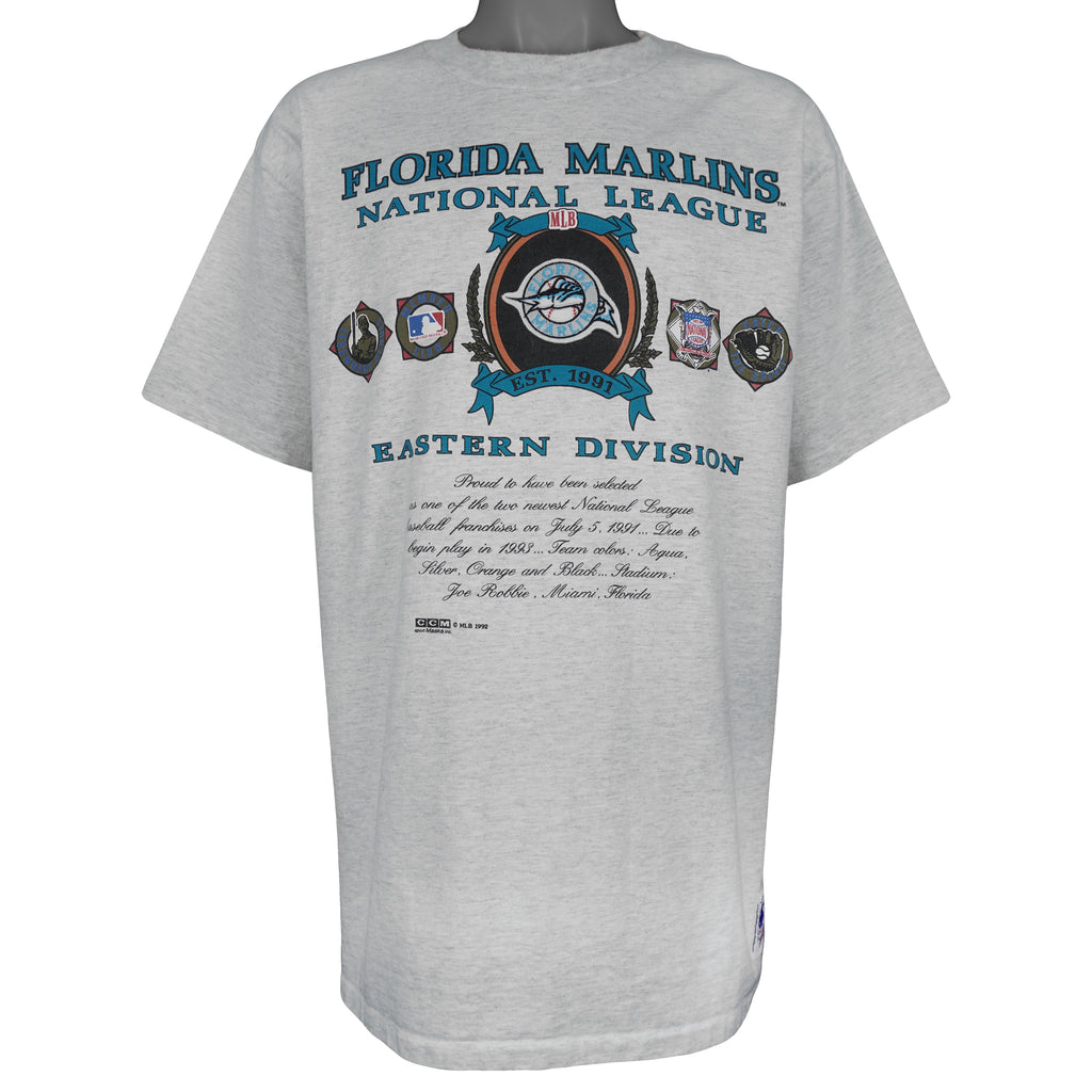 MLB (Nutmeg) - Florida Marlins National League Champions T-Shirt 1992 X-Large Vintage Retro Baseball