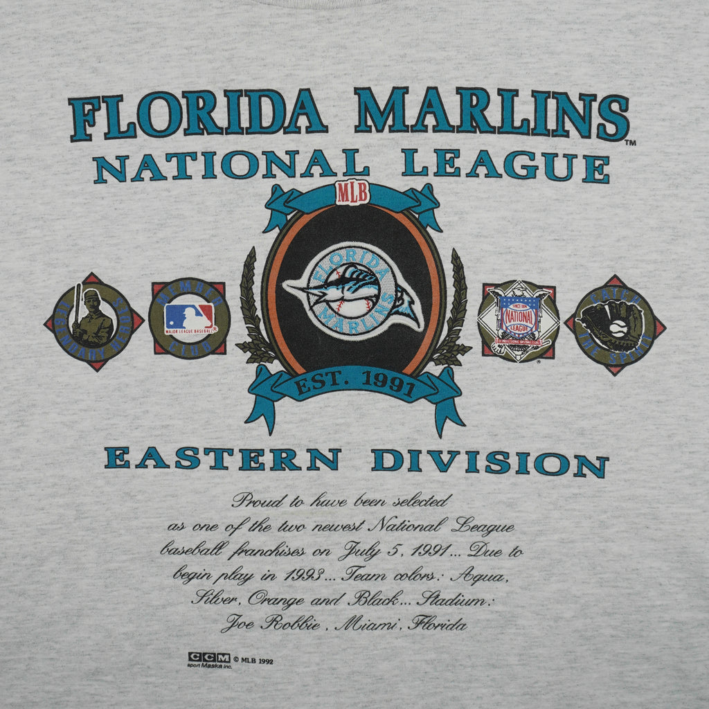 MLB (Nutmeg) - Florida Marlins National League Champions T-Shirt 1992 X-Large Vintage Retro Baseball