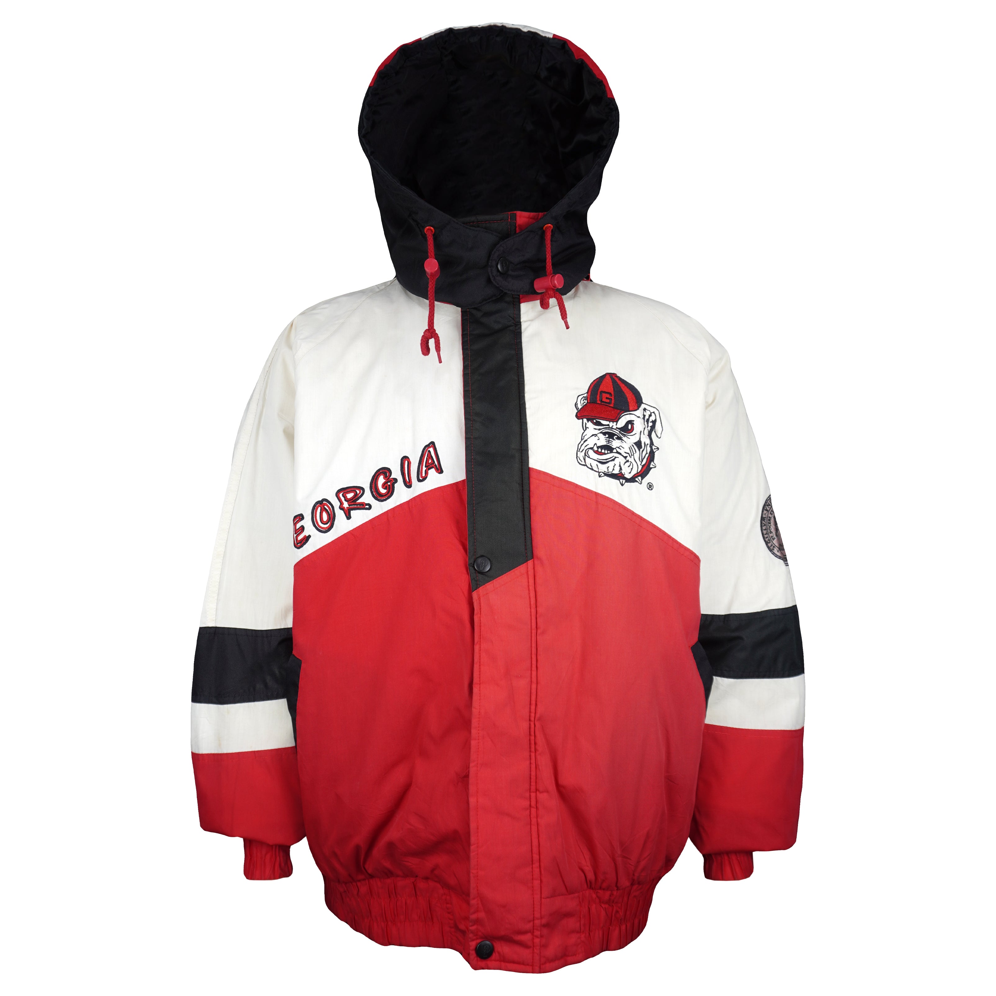 NCAA (Pro Player) - Georgia Bulldogs Hooded Puffer Jacket 1990s X-Large Vintage Retro