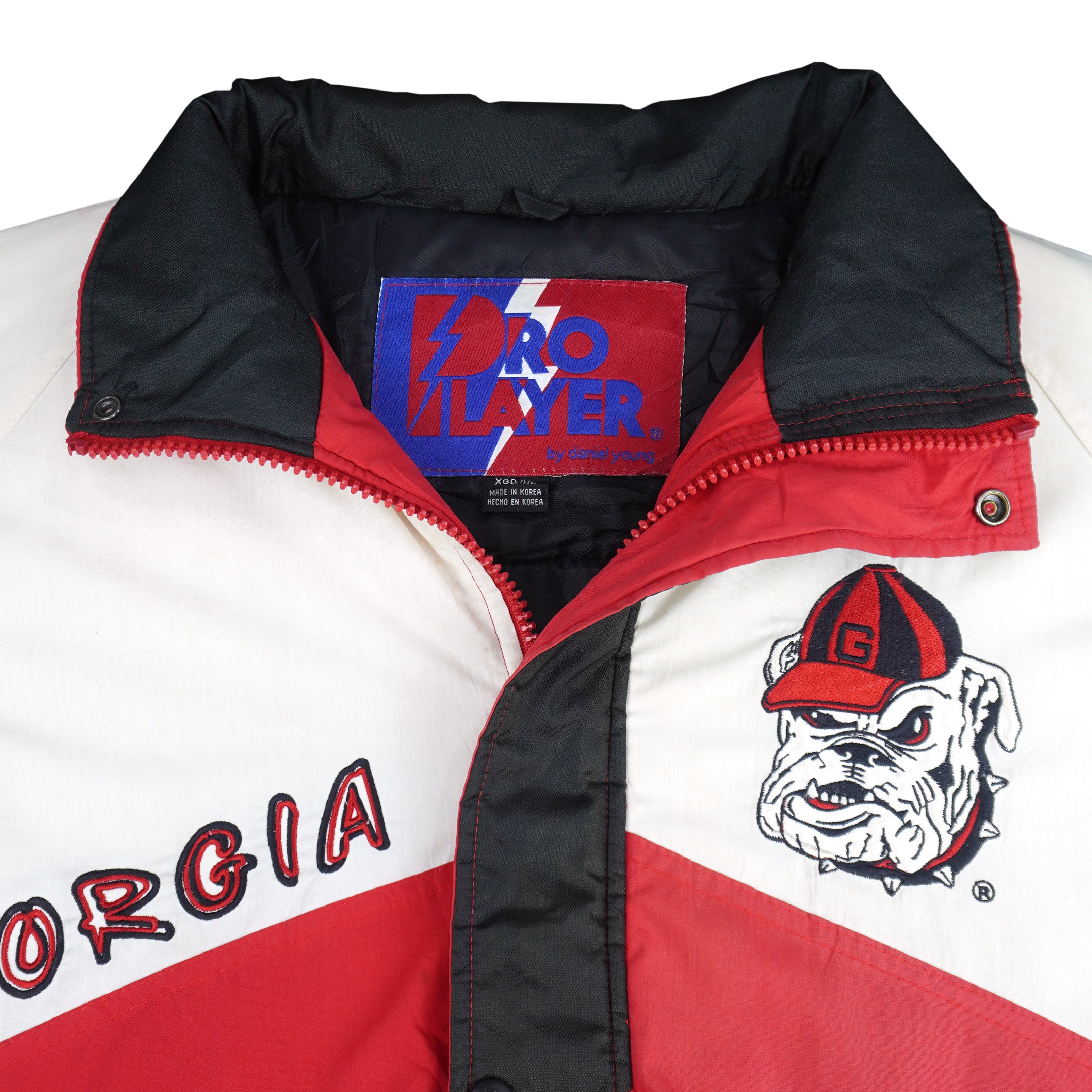 NCAA (Pro Player) - Georgia Bulldogs Hooded Puffer Jacket 1990s X-Large Vintage Retro
