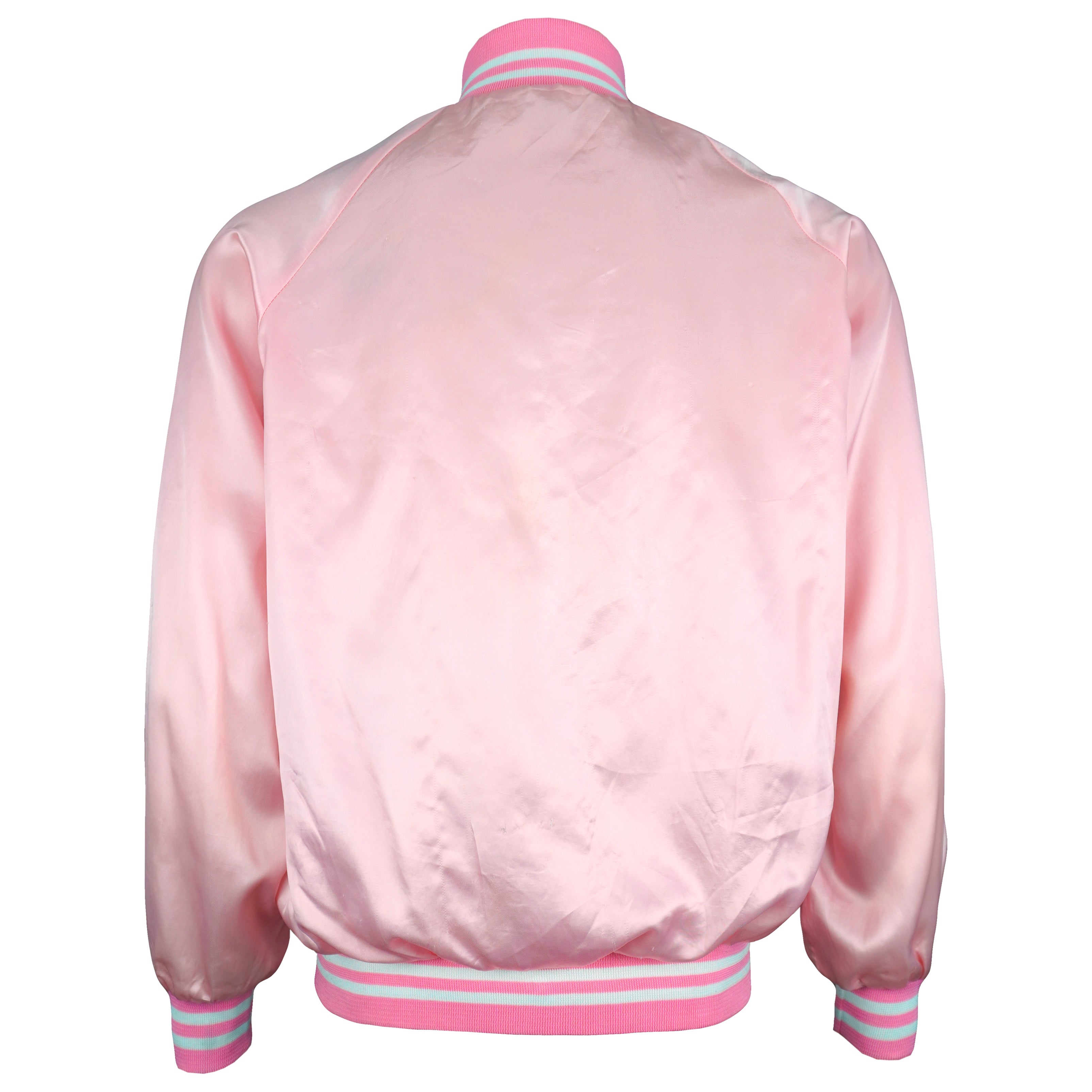 Budweiser - Pink Bud Light Bomber Satin Jacket 1990s Medium Vintage Retro