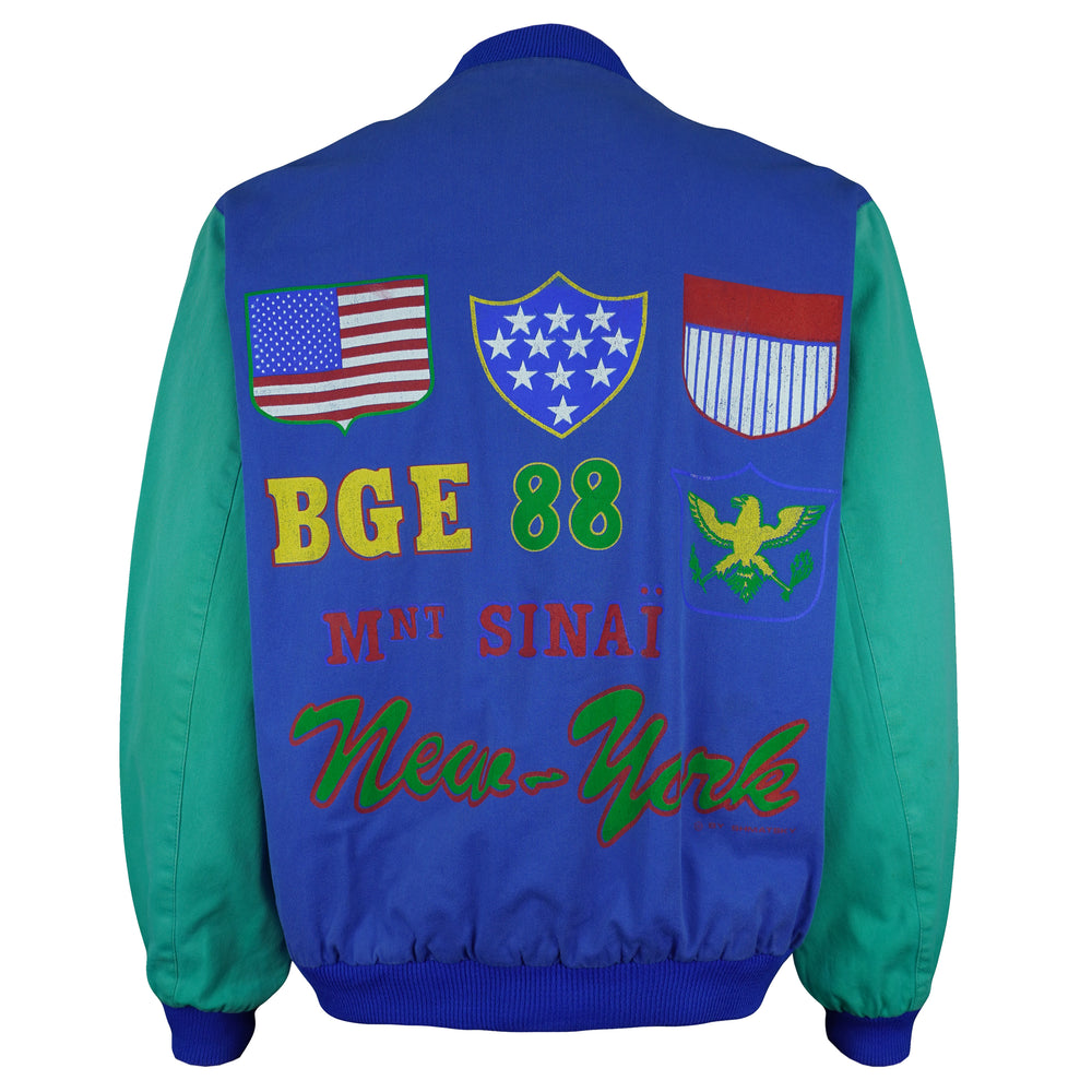 Vintage (Wajctex) - Blue & Green New York BGE 88 Denim Jacket 1990s Large Vintage Retro