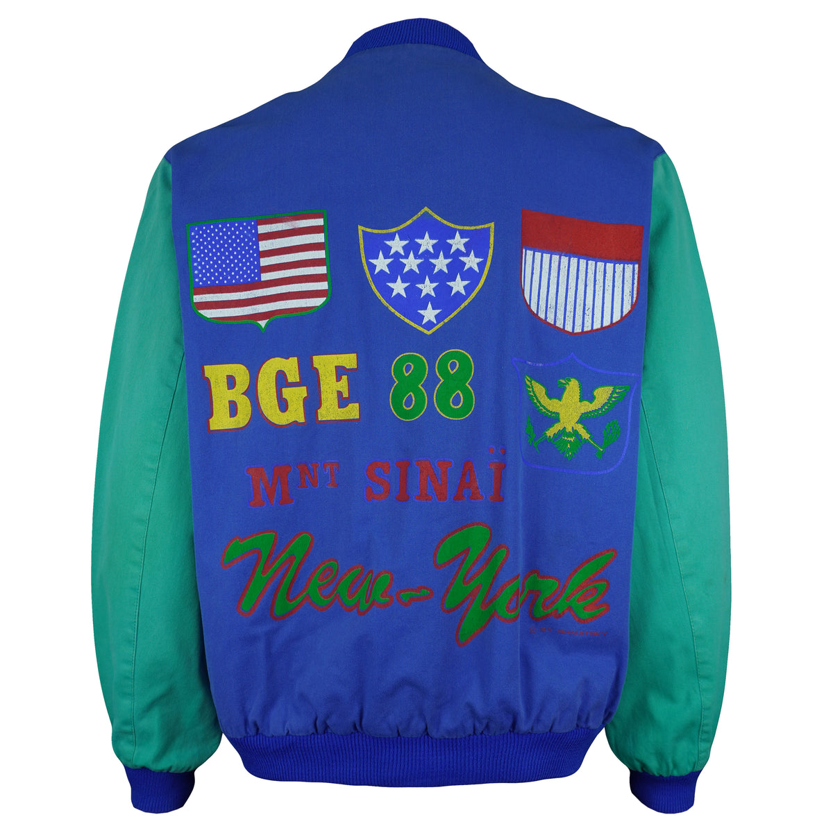 Vintage (Wajctex) - Blue & Green New York BGE 88 Denim Jacket 1990s Large Vintage Retro