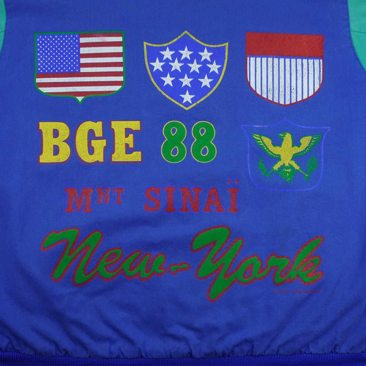 Vintage (Wajctex) - Blue & Green New York BGE 88 Denim Jacket 1990s Large Vintage Retro