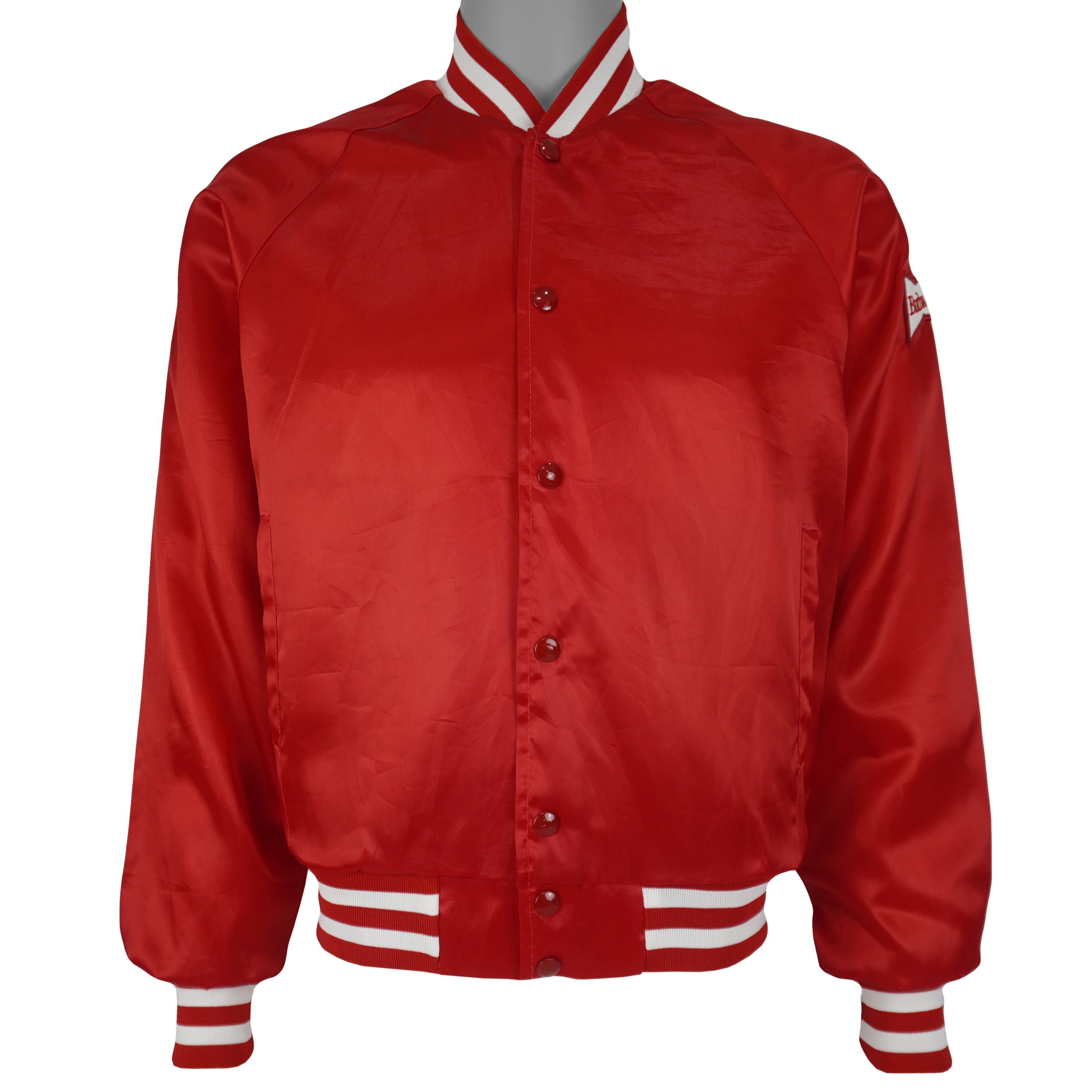 Budweiser - Bud King Of Beers Button-Up Satin Jacket 1990s Small Vintage Retro