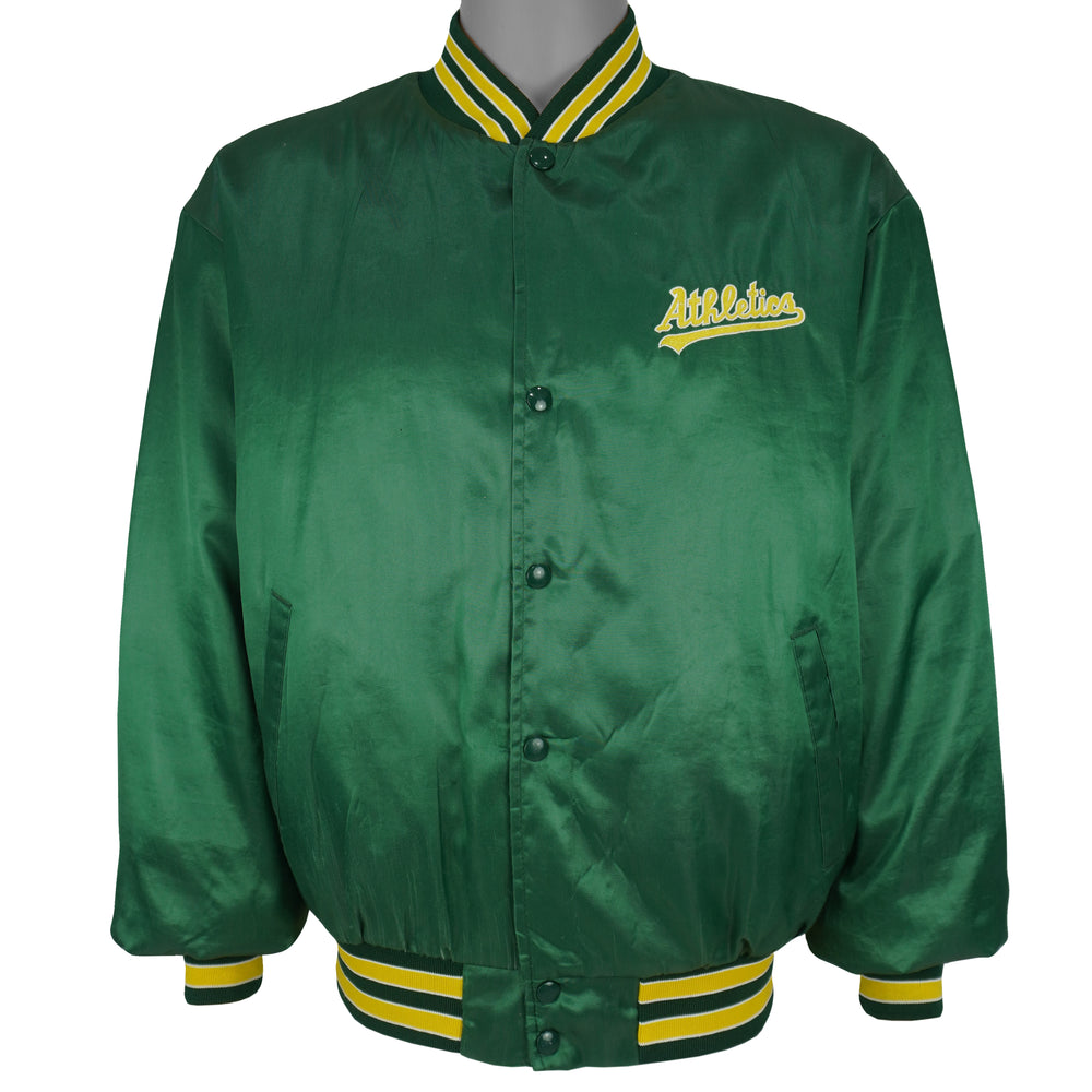 MLB (Swingster) - Oakland Athletics Bomber Satin Jacket 1990s X-Large Vintage Retro Baseball