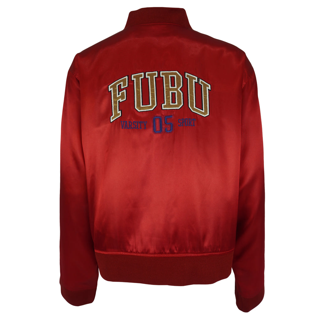 FUBU - Varsity 05 Sport Spell-Out Satin Jacket 1990s 3X-Large Vintage Retro