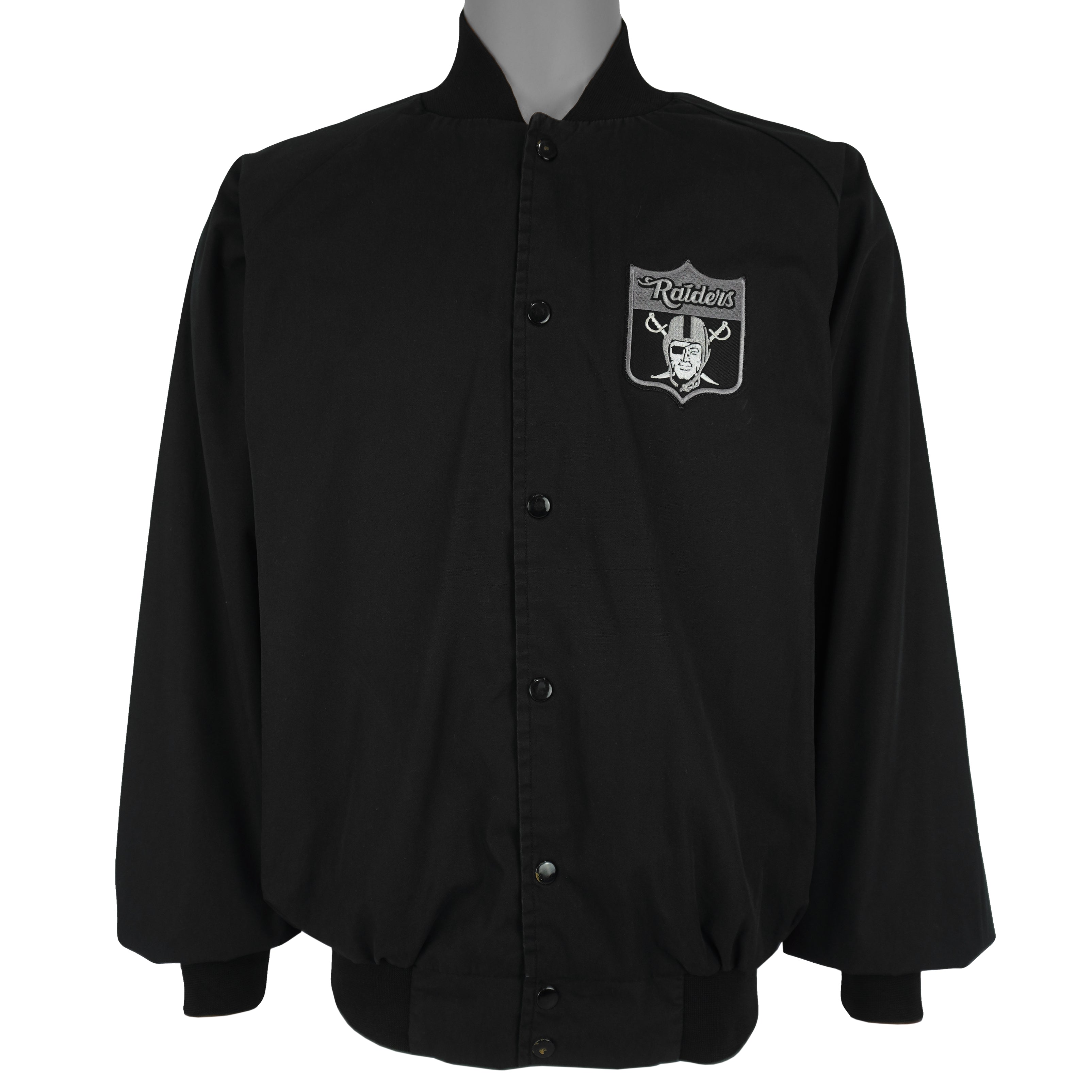 NFL (Auburn) - Los Angeles Raiders Embroidered Button-Up Jacket 1990s X-Large Vintage Retro Football