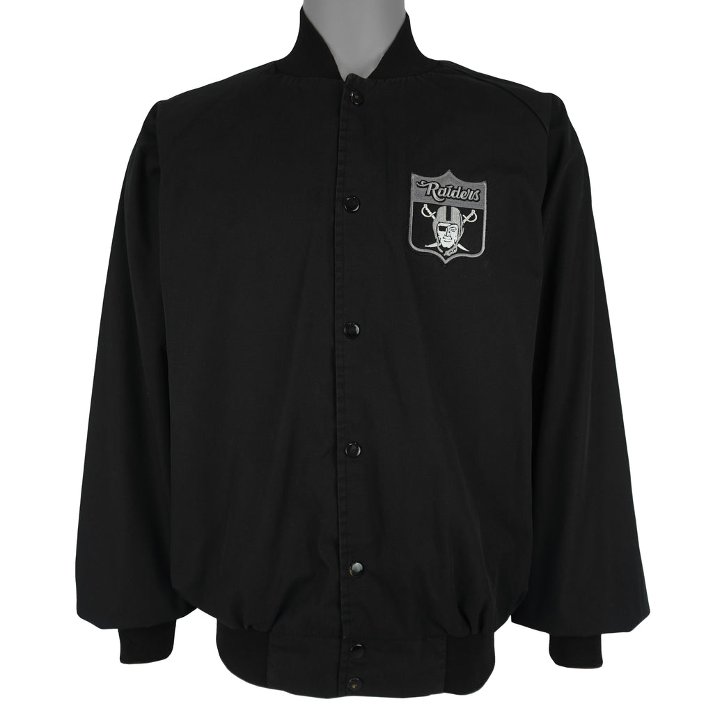 NFL (Auburn) - Los Angeles Raiders Embroidered Button-Up Jacket 1990s X-Large Vintage Retro Football
