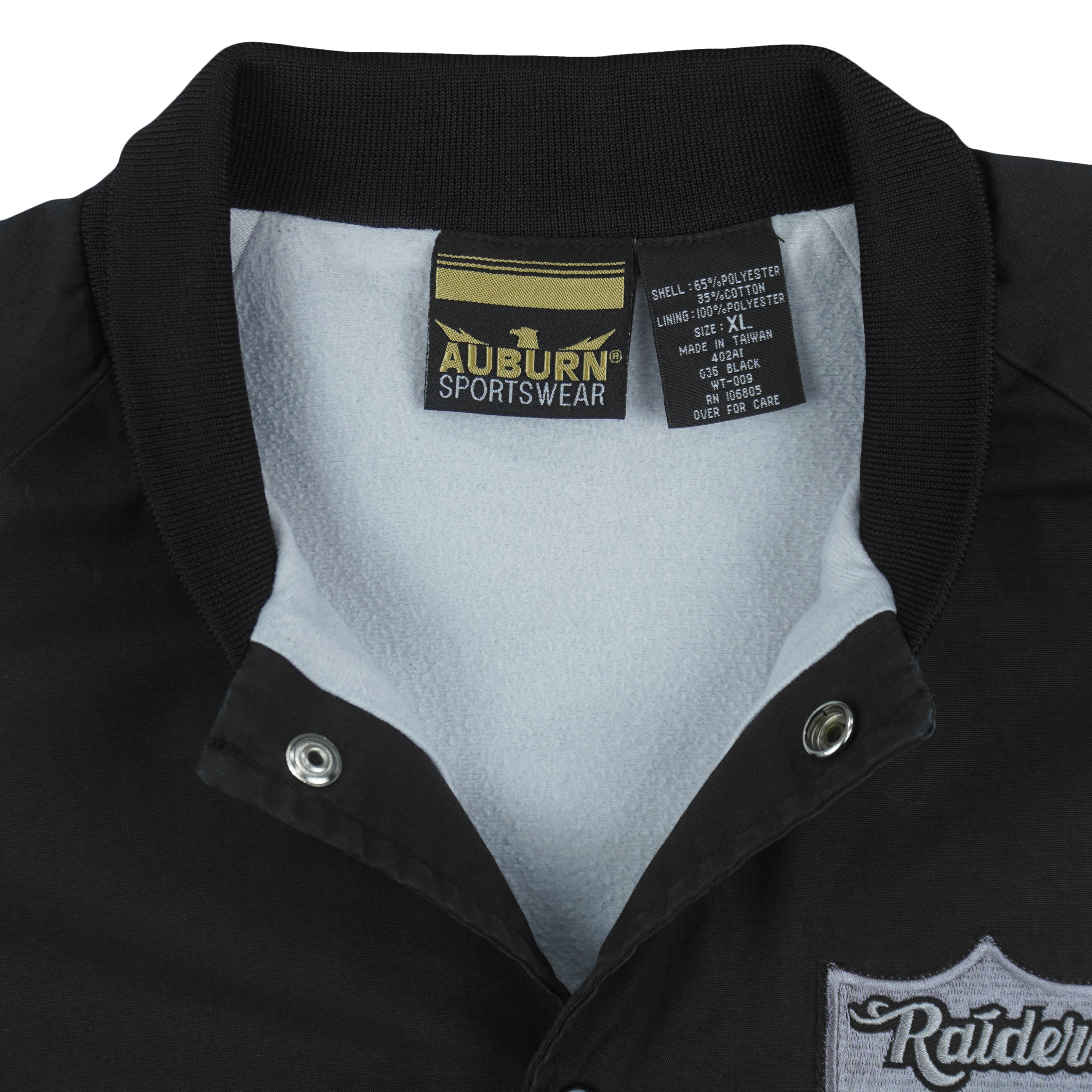 NFL (Auburn) - Los Angeles Raiders Embroidered Button-Up Jacket 1990s X-Large Vintage Retro Football