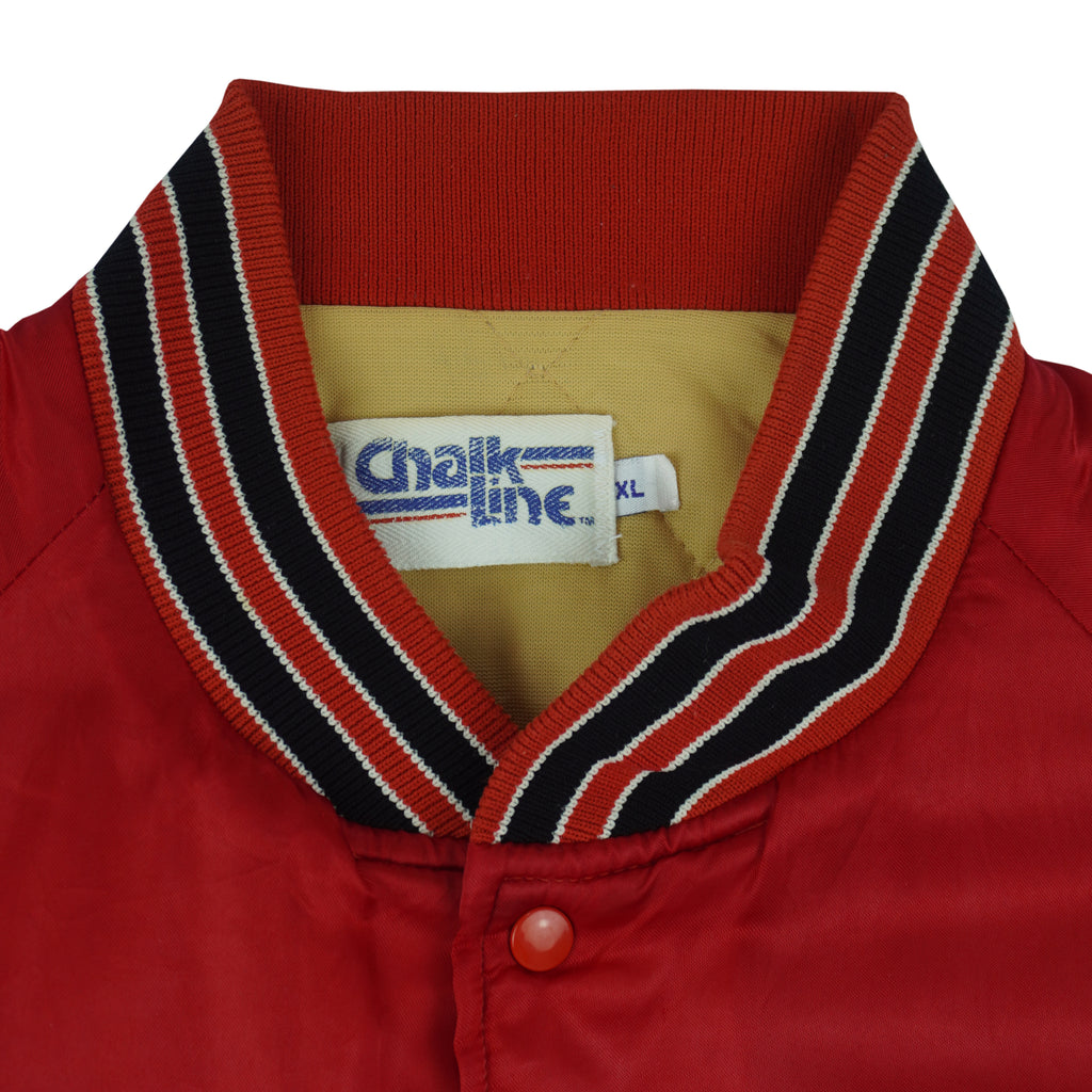 NHL (Chalk Line) - Chicago Blackhawks Satin Puffer Jacket 1990s X-Large Vintage Retro Hockey