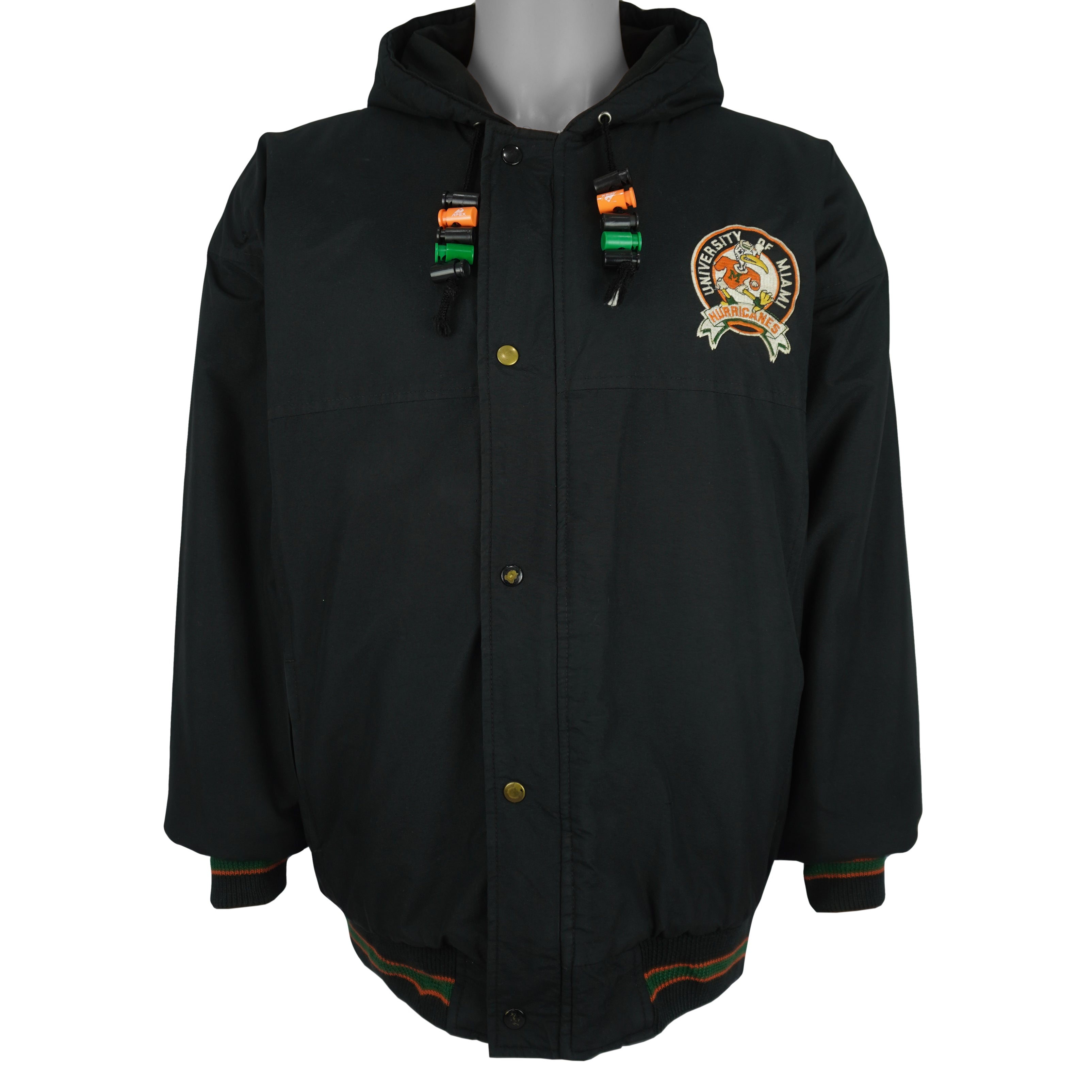 Starter (NCAA) - Miami Hurricanes Hooded Puffer Jacket 1990s Medium Vintage Retro