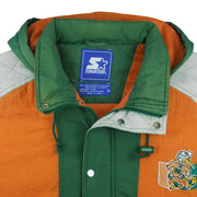 Starter (NCAA) - Miami Hurricanes Hooded Puffer Jacket 1990s Medium Vintage Retro