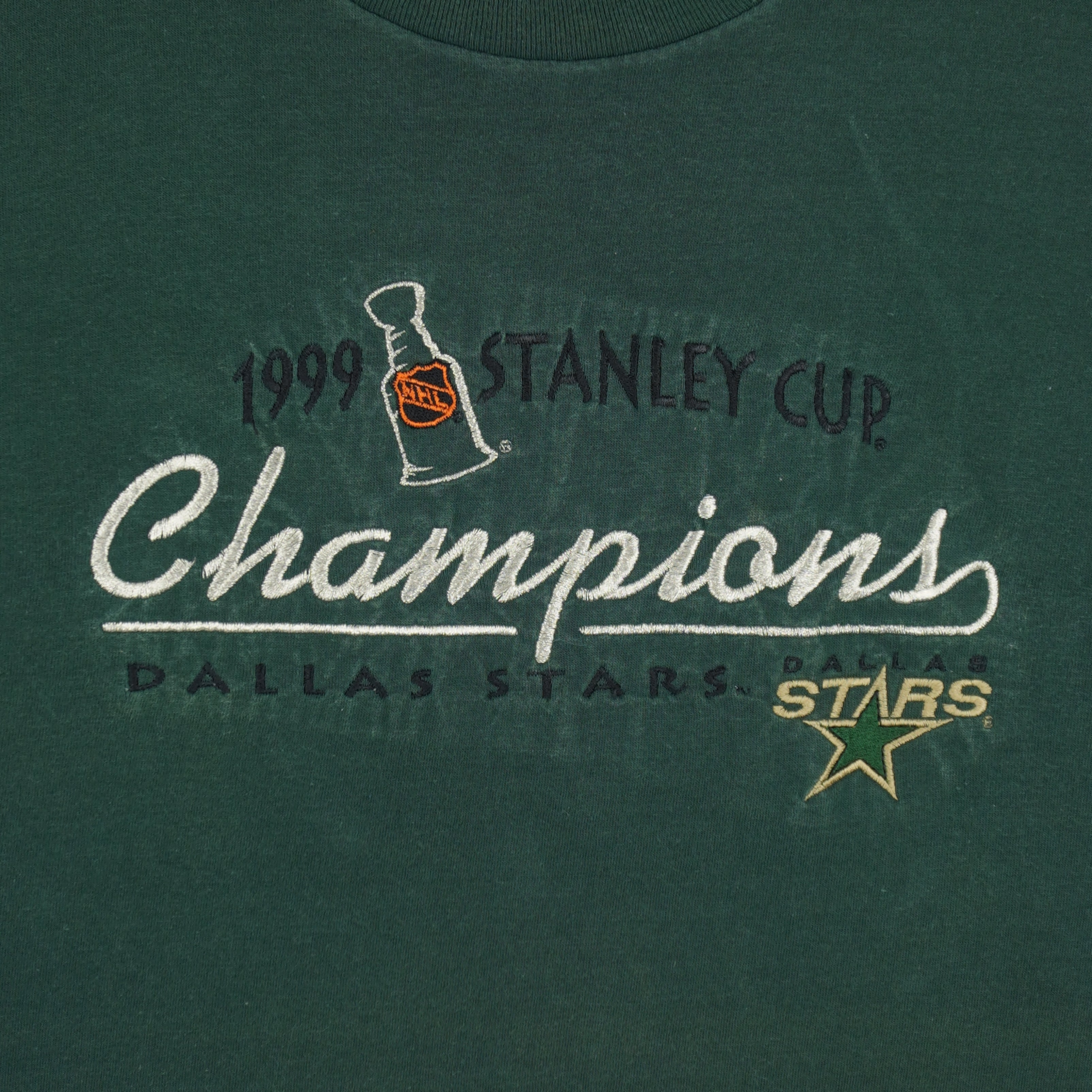 NHL (Lee) - Dallas Stars Stanley Cup Champions Embroidered T-Shirt 1999 Large Vintage Retro Hockey