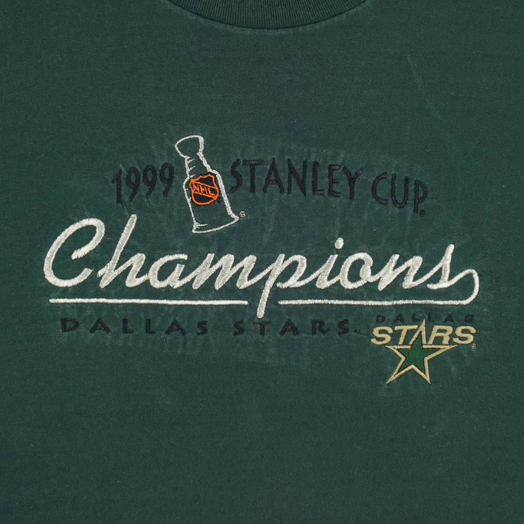 NHL (Lee) - Dallas Stars Stanley Cup Champions Embroidered T-Shirt 1999 Large Vintage Retro Hockey