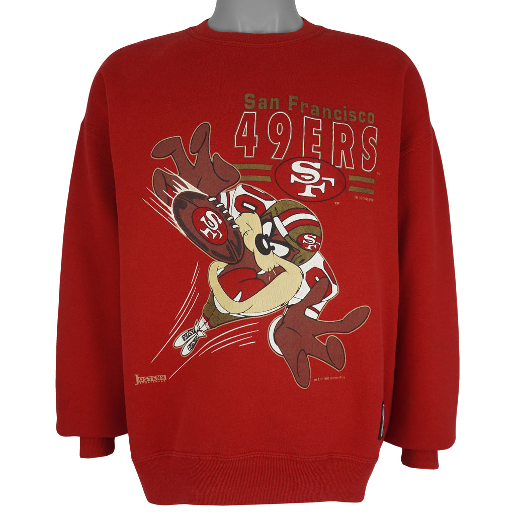 NFL (Jostens) - San Francisco 49ers X Taz Crew Neck Sweatshirt 1992 Large Vintage Retro Football