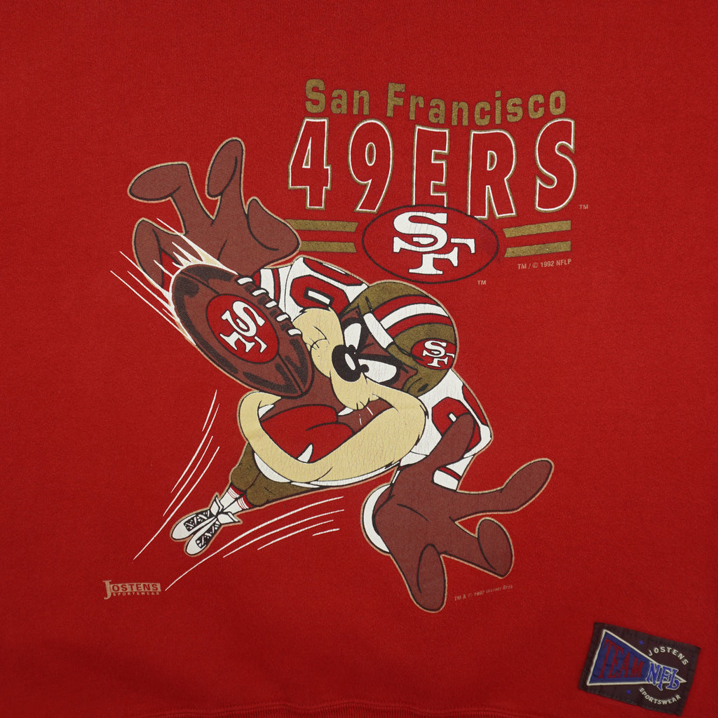 NFL (Jostens) - San Francisco 49ers X Taz Crew Neck Sweatshirt 1992 Large Vintage Retro Football
