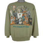 Vintage (Jerzees) - All My Friends Are Wild! Crew Neck Sweatshirt 1996 Large Vintage Retro