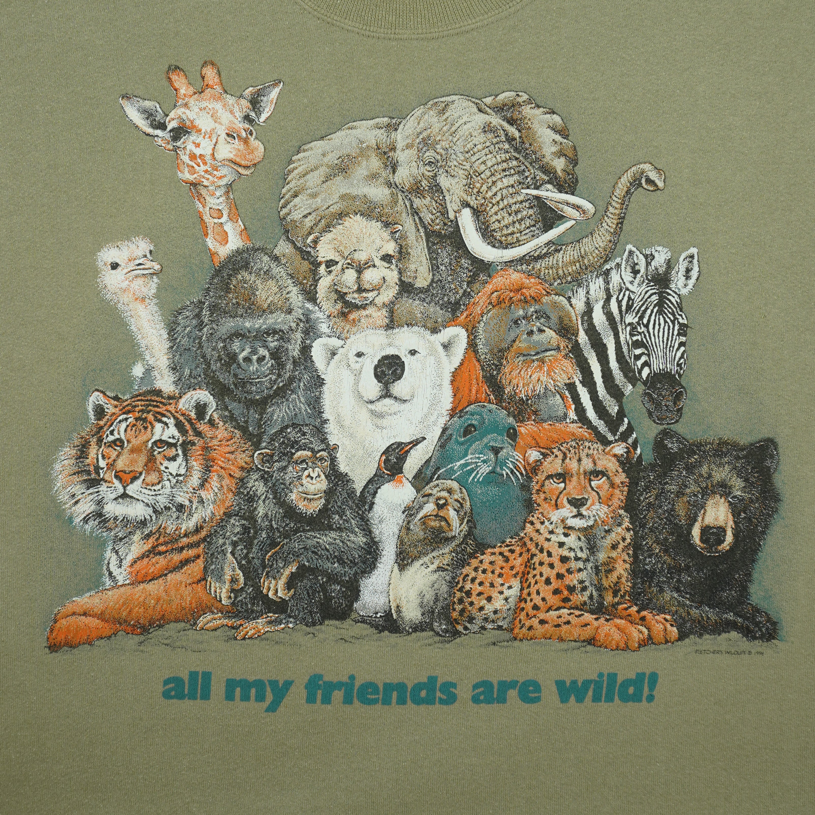 Vintage (Jerzees) - All My Friends Are Wild! Crew Neck Sweatshirt 1996 Large Vintage Retro
