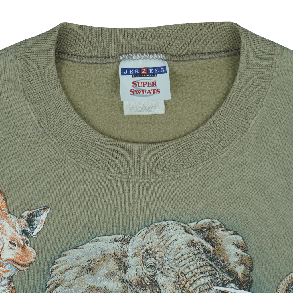 Vintage (Jerzees) - All My Friends Are Wild! Crew Neck Sweatshirt 1996 Large Vintage Retro
