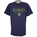 MLB (Pro Player) - Milwaukee Brewers Baseball Embroidered T-Shirt 1998 Large Vintage Retro Baseball