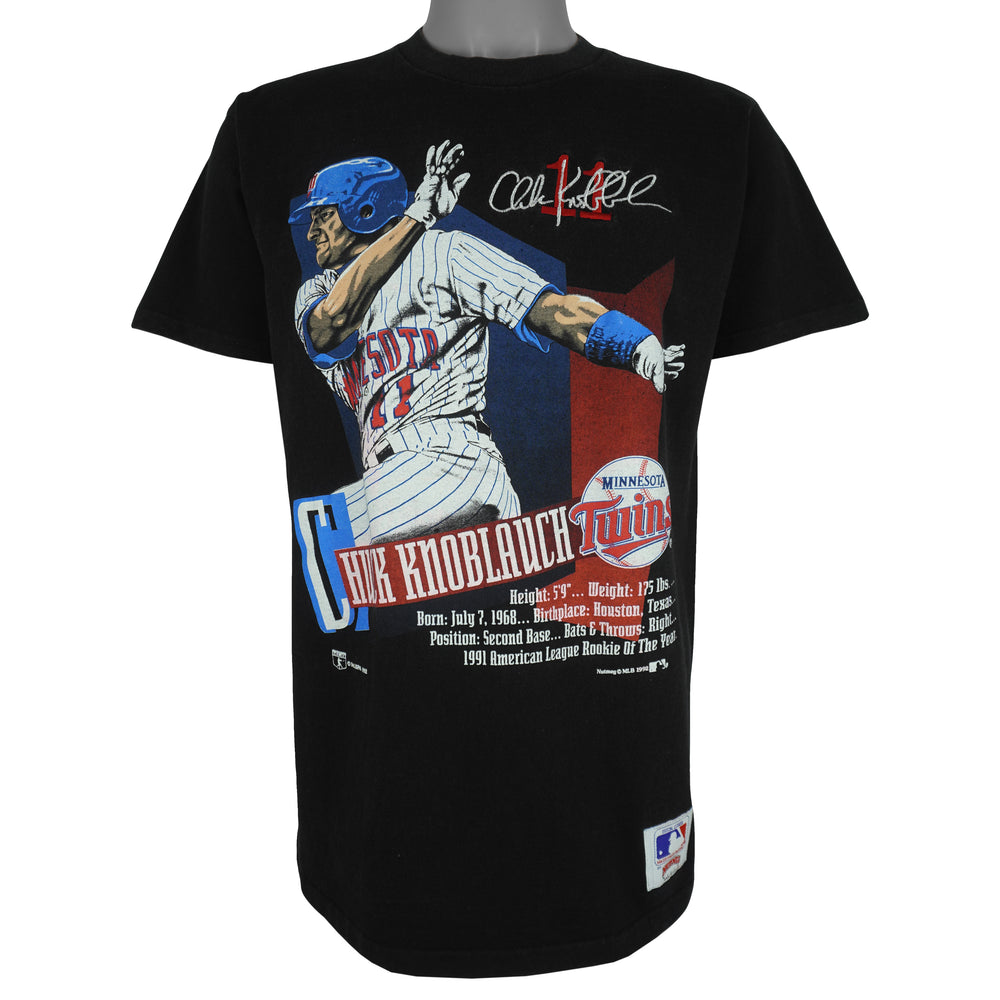 MLB (Nutmeg) - Minnesota Twins Chuck Knoblauch Autographed T-Shirt 1992 X-Large Vintage Retro Baseball