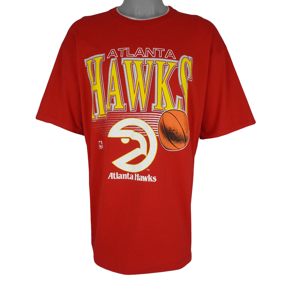 NBA (Competitor) - Atlanta Hawks Roll Ups Sleeves T-Shirt 1990s X-Large Vintage Retro Basketball