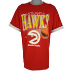 NBA (Competitor) - Atlanta Hawks Roll Ups Sleeves T-Shirt 1990s X-Large Vintage Retro Basketball