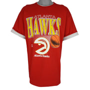 NBA (Competitor) - Atlanta Hawks Roll Ups Sleeves T-Shirt 1990s X-Large Vintage Retro Basketball