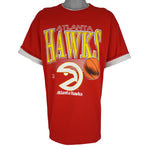 NBA (Competitor) - Atlanta Hawks Roll Ups Sleeves T-Shirt 1990s X-Large Vintage Retro Basketball