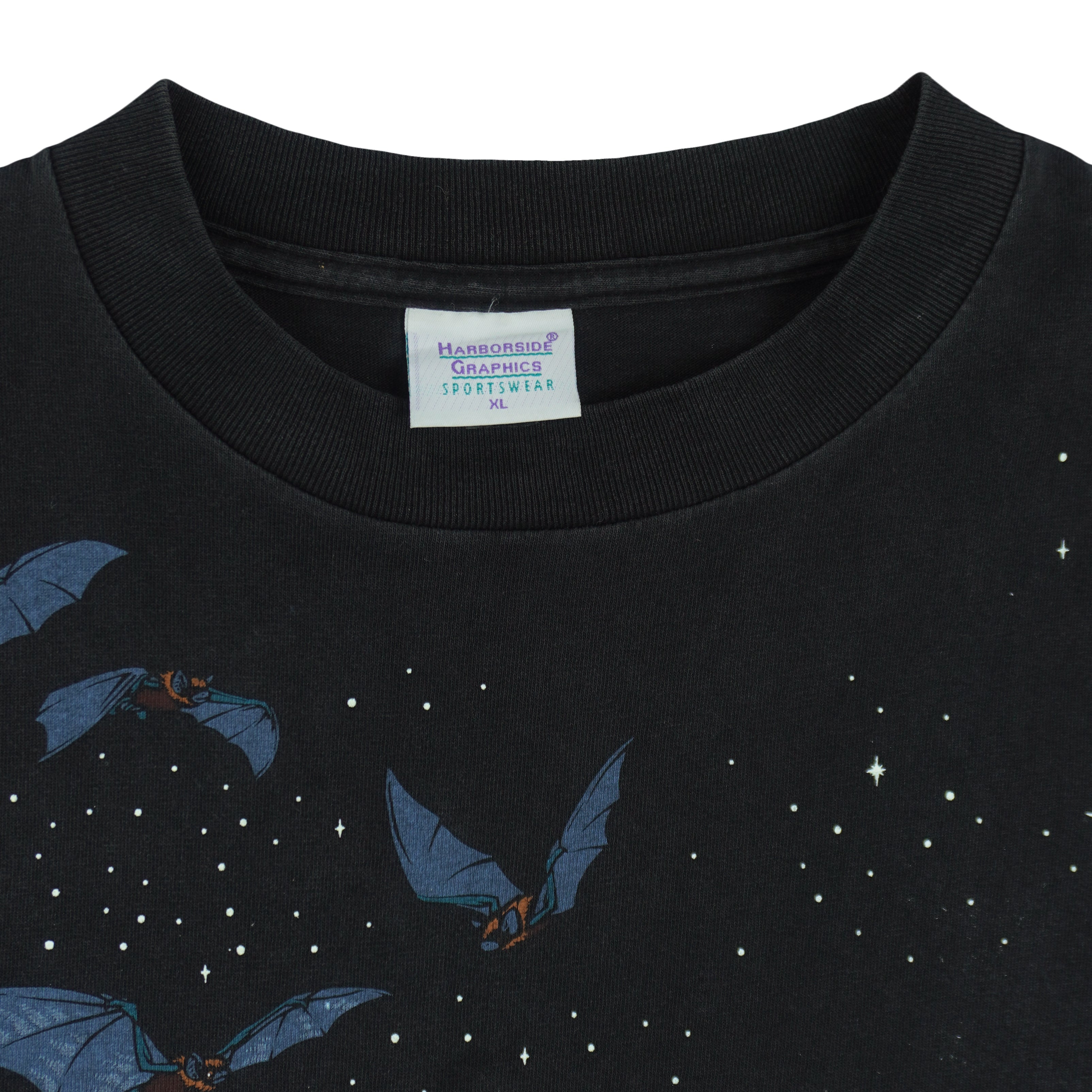 Vintage (Harborside) - Night Bats Animal Print T-Shirt 1990s X-Large Vintage Retro