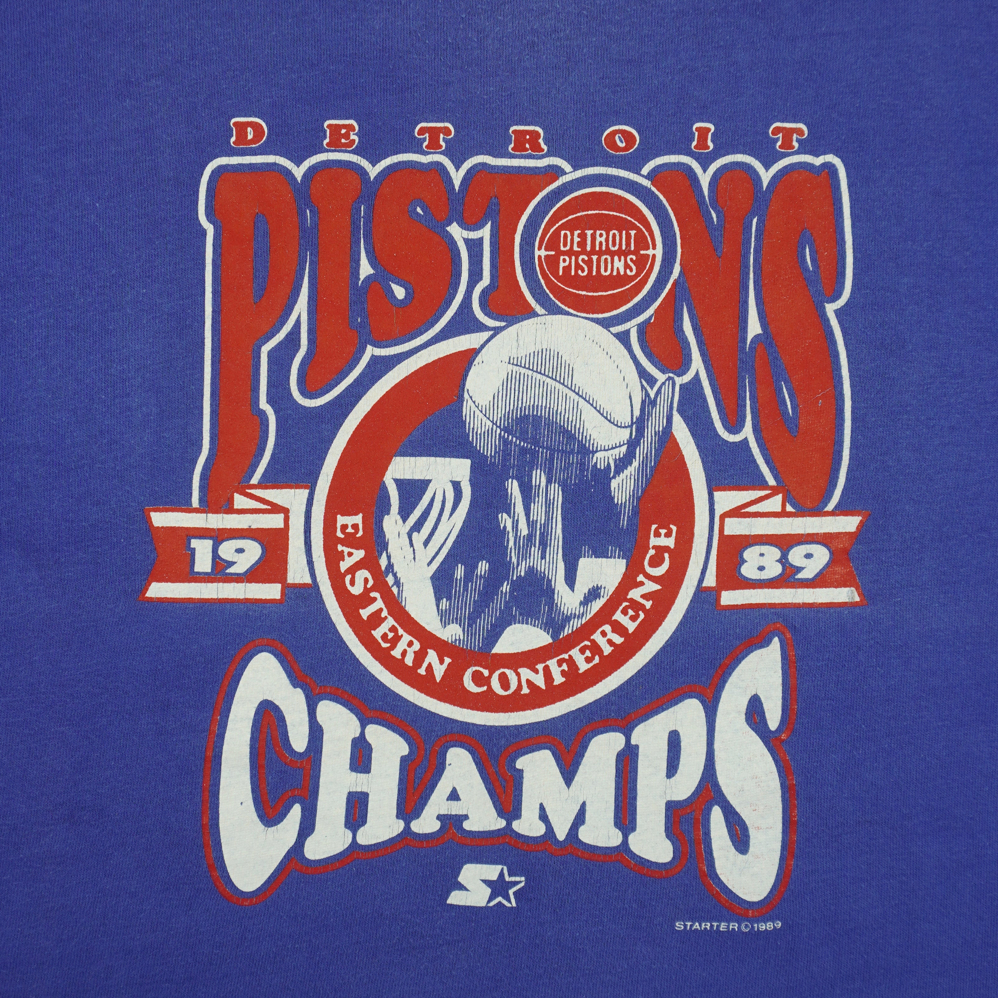 Starter (NBA) - Detroit Pistons Eastern Conference Champs T-Shirt 1989 Large Vintage Retro Basketball