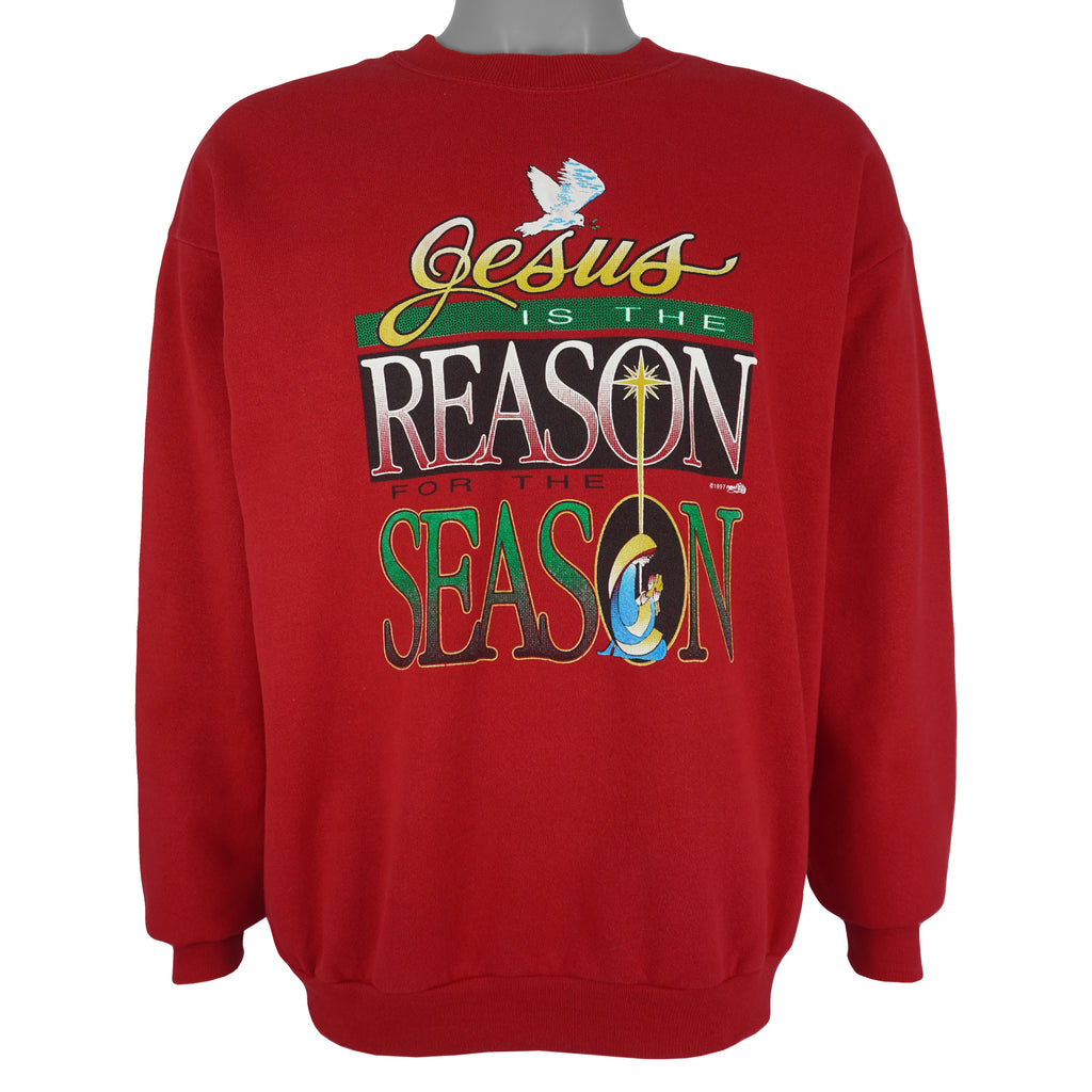 Vintage (Lee) - Christmas Jesus Is The Reason Crew Neck Sweatshirt 1997 Large Vintage Retro