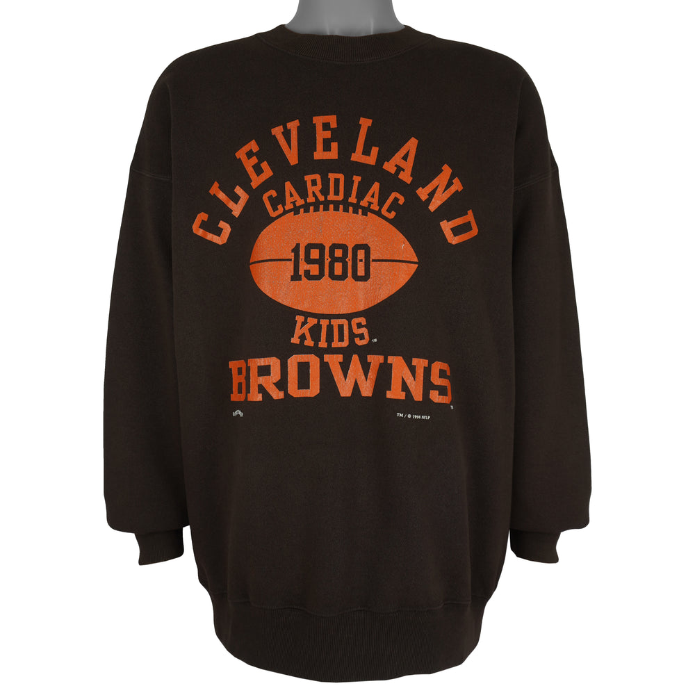 NFL (Nutmeg) - Cleveland Browns Cardiac Kids Crew Neck Sweatshirt 1994 X-Large Vintage Retro Football