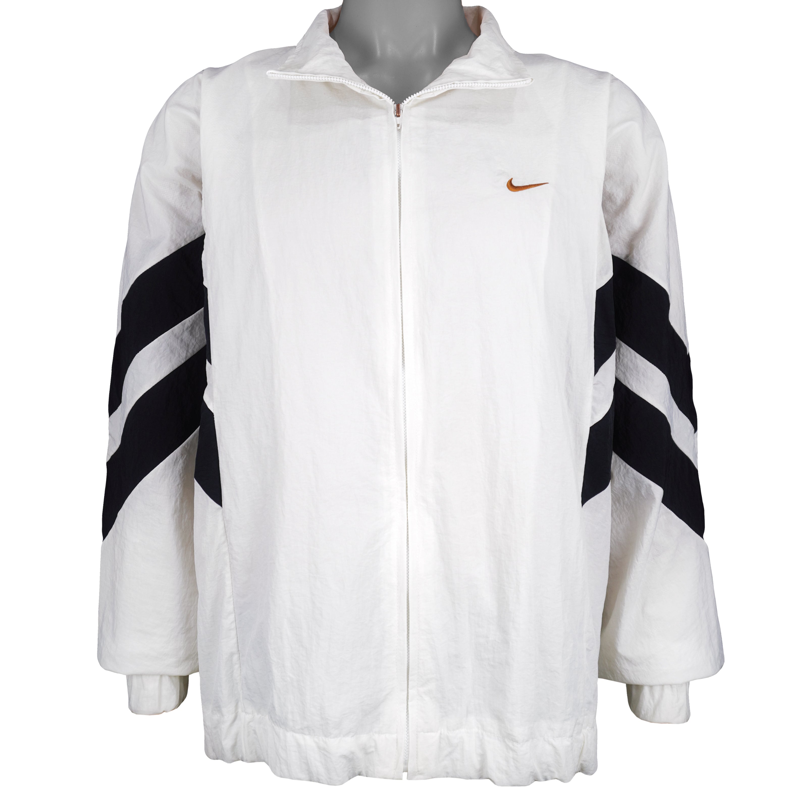 Nike - White Embroidered Logo Windbreaker 1990s X-Large Vintage Retro