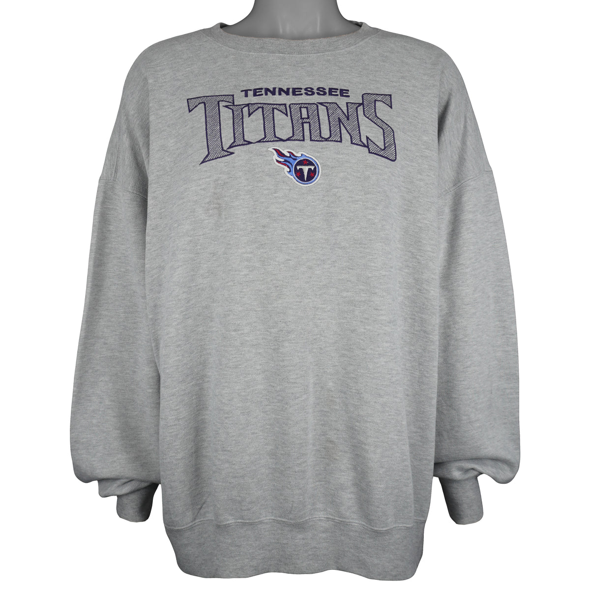 Vintage NFL (Majestic) - Tennessee Titans Embroidered Crew Neck Sweatshirt 1990s 3X-Large in gray