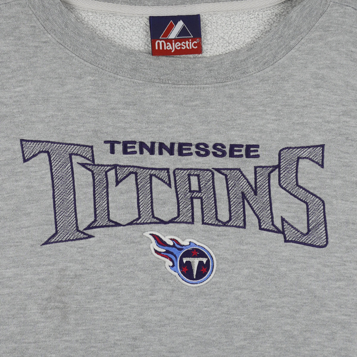 Vintage NFL (Majestic) - Tennessee Titans Embroidered Crew Neck Sweatshirt 1990s 3X-Large in gray