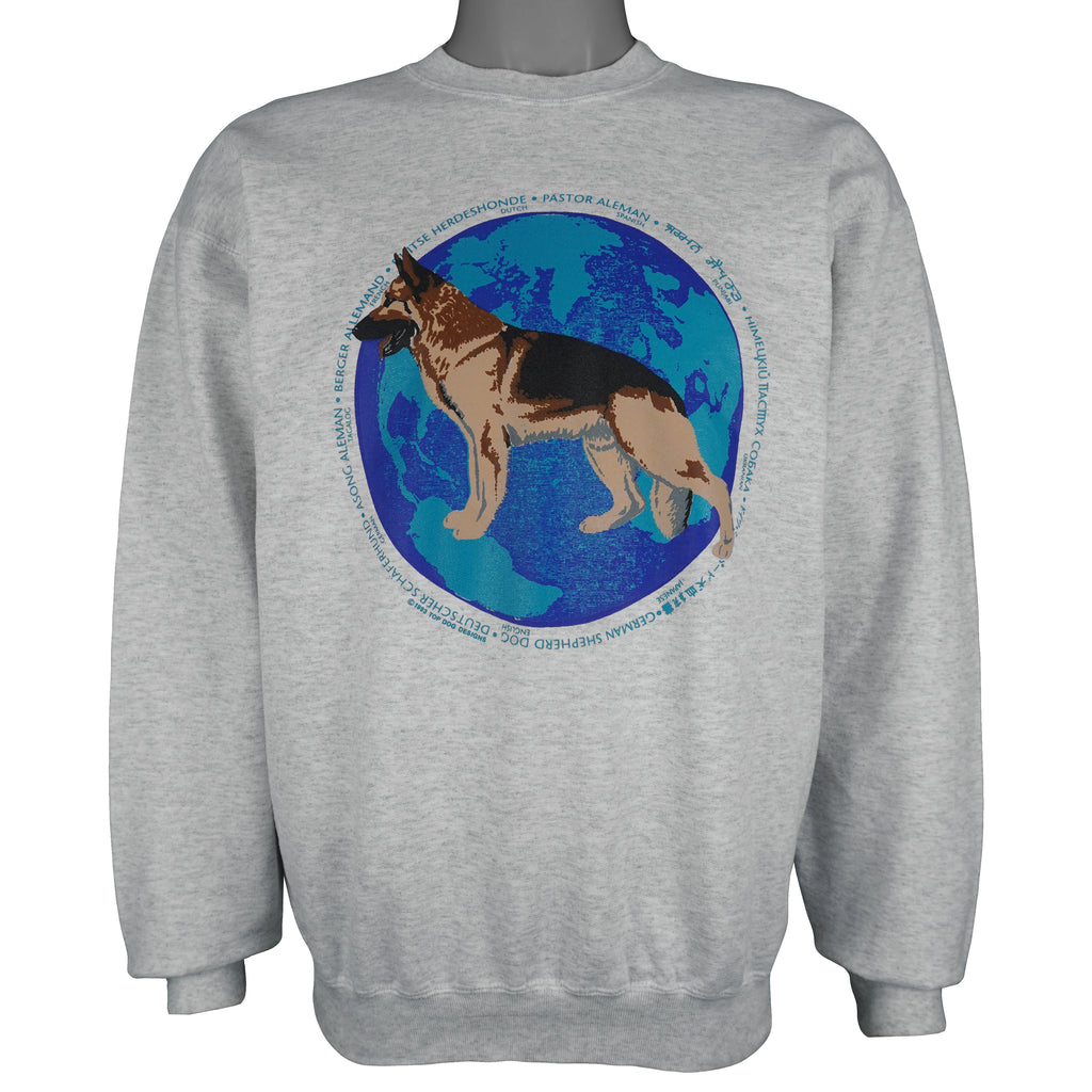 Vintage (Hanes) - German Shepherd Top Dog Crew Neck Sweatshirt 1993 Medium Vintage Retro