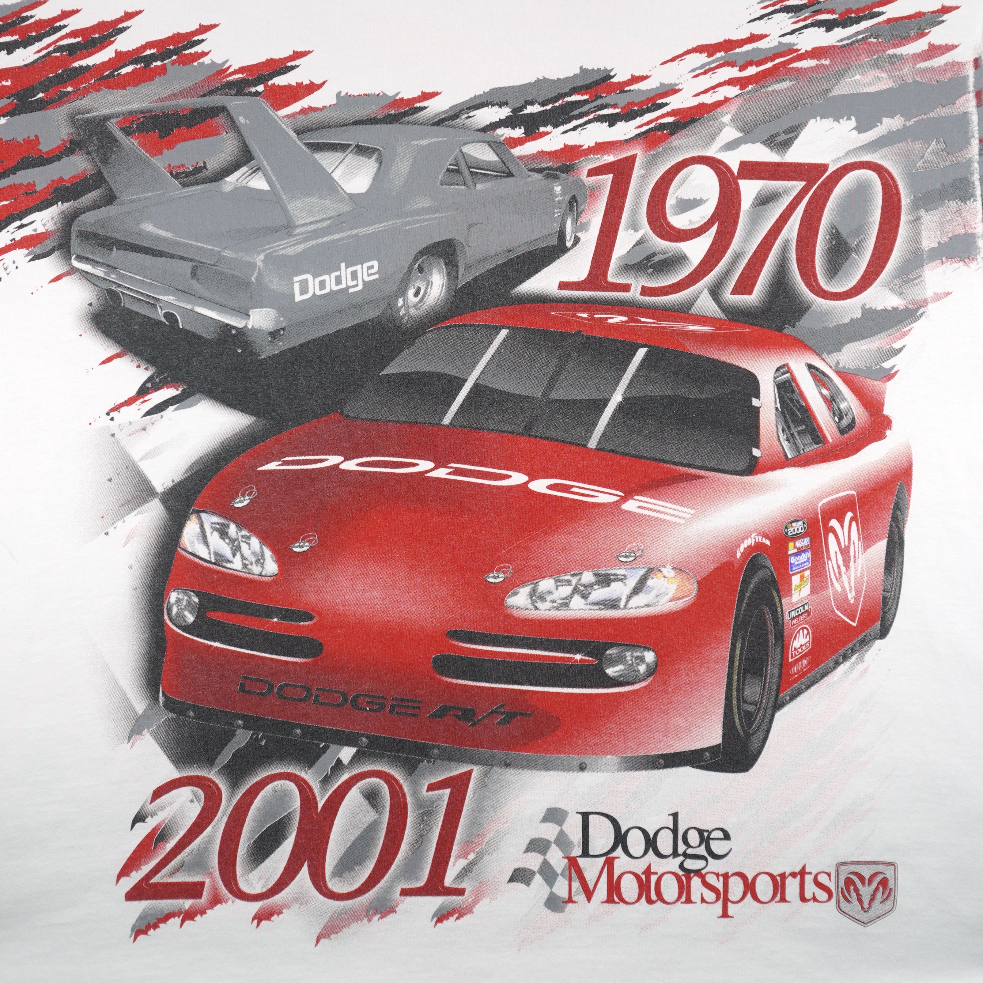 Vintage (AAA) - Dodge Motorsports We're Back All Over Print T-Shirt 2001 2X-Large Vintage Retro