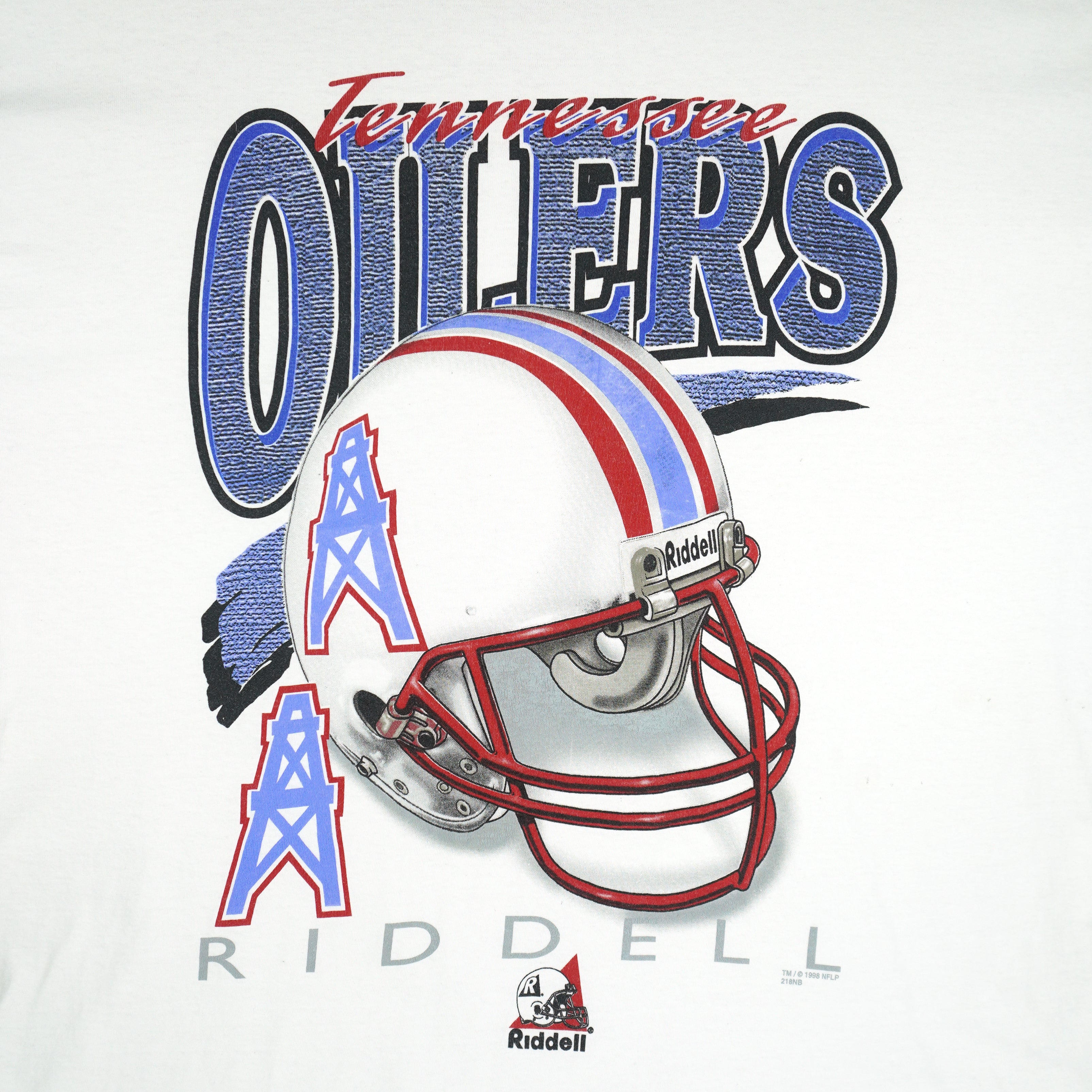Vintage NFL (Riddell) - Tennessee Oilers Helmet T-Shirt 1998 X-Large Tall in white