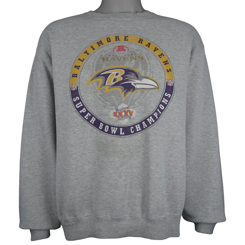 Nike - NFL Baltimore Ravens, Super Bowl XXXV Champions Crew Neck Sweatshirt 1990s Large Vintage Retro Football