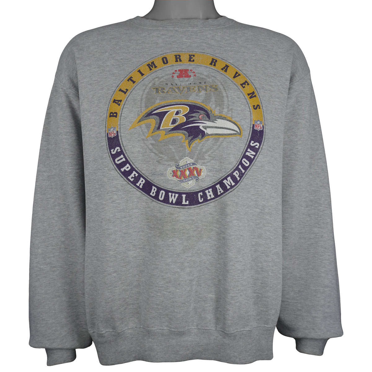 Nike - NFL Baltimore Ravens, Super Bowl XXXV Champions Crew Neck Sweatshirt 1990s Large Vintage Retro Football