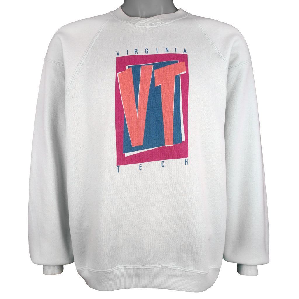 NCAA (Gear) - Virginia Tech spell-Out Crew Neck Sweatshirt 1990s Large Vintage Retro