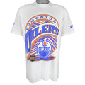 NHL (Zubaz) - Edmonton Oilers Single Stitch T-Shirt 1990s X-Large Vintage Retro Hockey