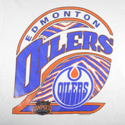 NHL (Zubaz) - Edmonton Oilers Single Stitch T-Shirt 1990s X-Large Vintage Retro Hockey