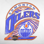 NHL (Zubaz) - Edmonton Oilers Single Stitch T-Shirt 1990s X-Large Vintage Retro Hockey