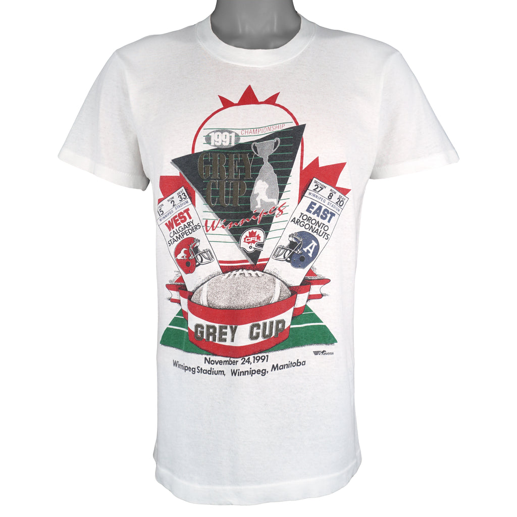 CFL - Calgary Stampeders VS Toronto Argonauts Grey Cup Champions T-Shirt 1991 Large Vintage Retro Football