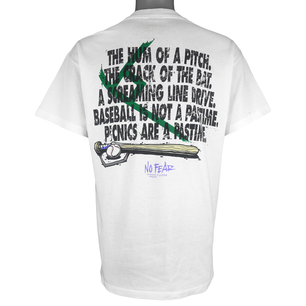 Vintage (No Fear) - Baseball The Hum Of A Pitch T-Shirt 1990s Large Vintage Retro
