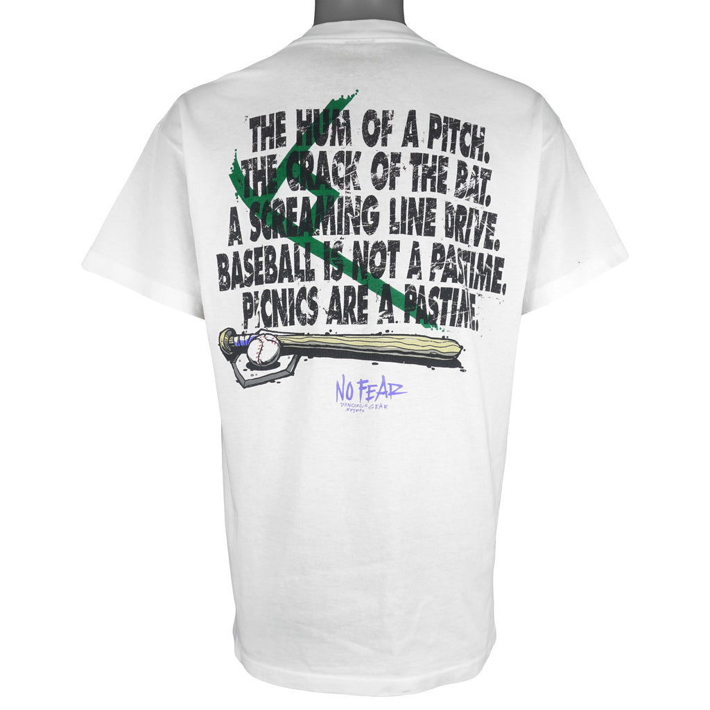 Vintage (No Fear) - Baseball The Hum Of A Pitch T-Shirt 1990s Large Vintage Retro